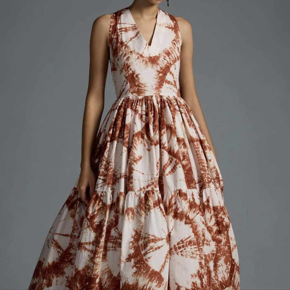 S/W/F Anthropology maxi v dress tie dye - Picture 3 of 16